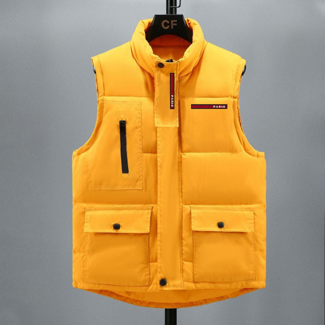 Chaleco con estampado geométrico para hombre - Chaqueta sin mangas Paris Street | Prenda exterior táctica cálida de invierno con bandas reflectantes_voghion.com