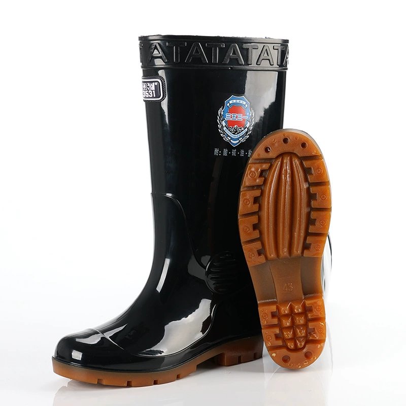 Мужские высокие резиновые сапоги черный ПВХ утолщенные износостойкие высокие сапоги дождя новая трехзащитная защитная обувь водная обувь оптом