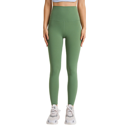 Spring and summer new style yoga pants cross-border brushed nude yoga clothes high waist hip lifting tight elastic sports nine-point pants for women