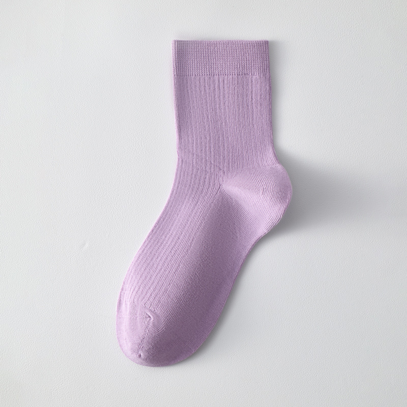 【百棉抗菌】袜子女夏薄款纯棉中筒袜竖条防臭女袜抗起球无骨棉袜|undefined