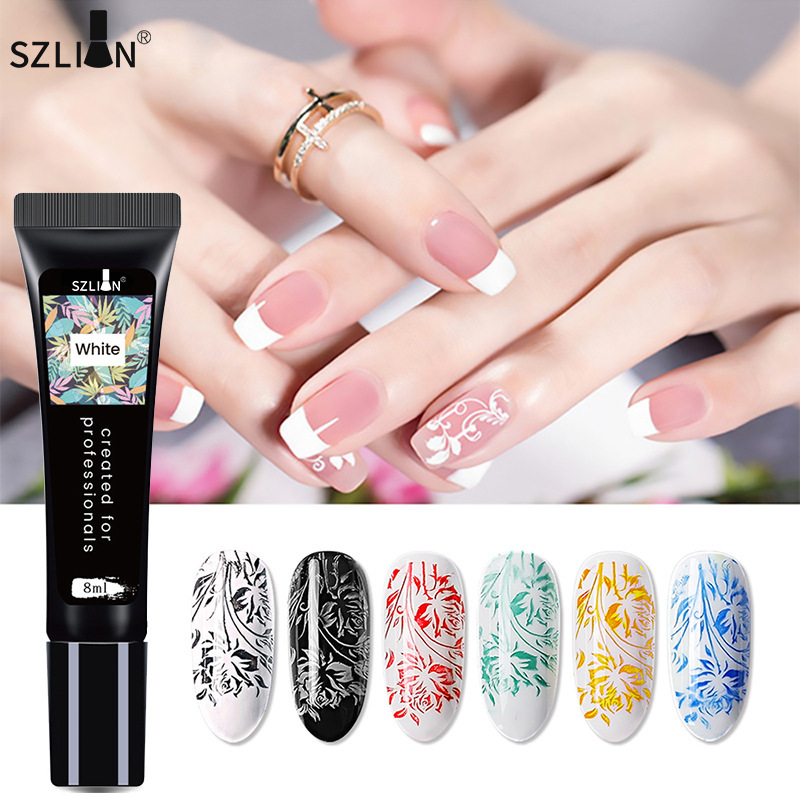 亚马逊 新款美甲印花胶软管装钢板转印光疗甲油胶厂家批发OEM|ms