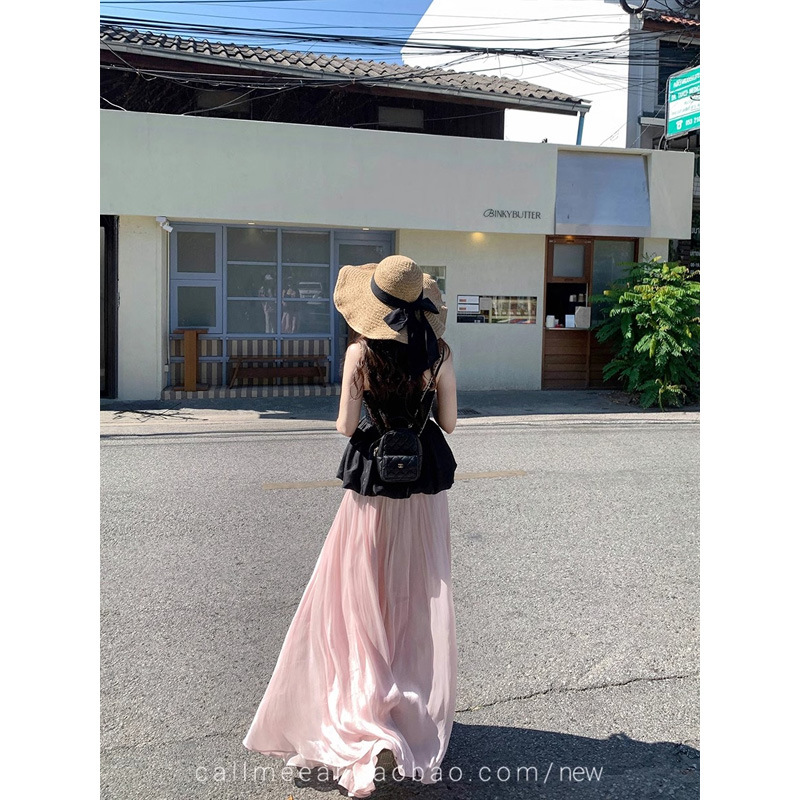 CallmeEar//[Island Satin Original Big Skirt] Sparkling Elite Waist Skirt Spring A- shaped Long Skirt