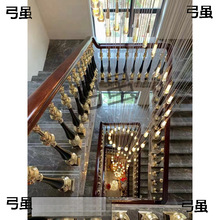 农村楼梯扶手欧式水晶新中式自建房弧度别墅铜艺铝艺中式旋转栏杆