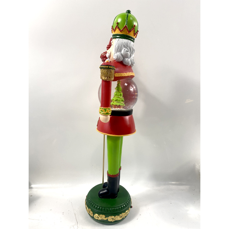 Customizado transfronterizo nuevo cascanueces luces de nieve flotante bola de cristal de Navidad nueces resina ornamentos artesanías