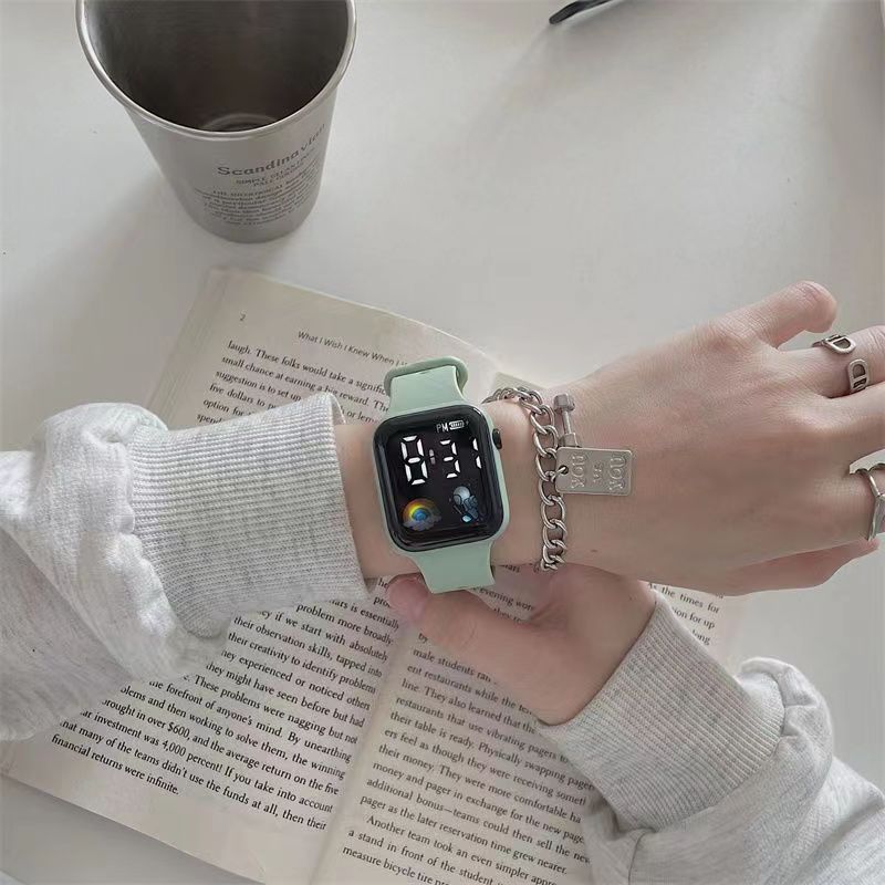 New LED electronic watch C1-7 rainbow spaceman Square  Sport Student children LED electronic watch_voghion.com