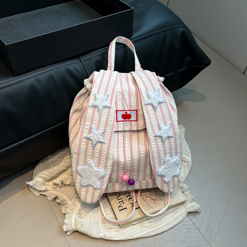 2025 夏の新かわいいウサギの耳バッグ大容量バックパック通勤バックパック高価値バッグ女性のスクールバッグ|undefined