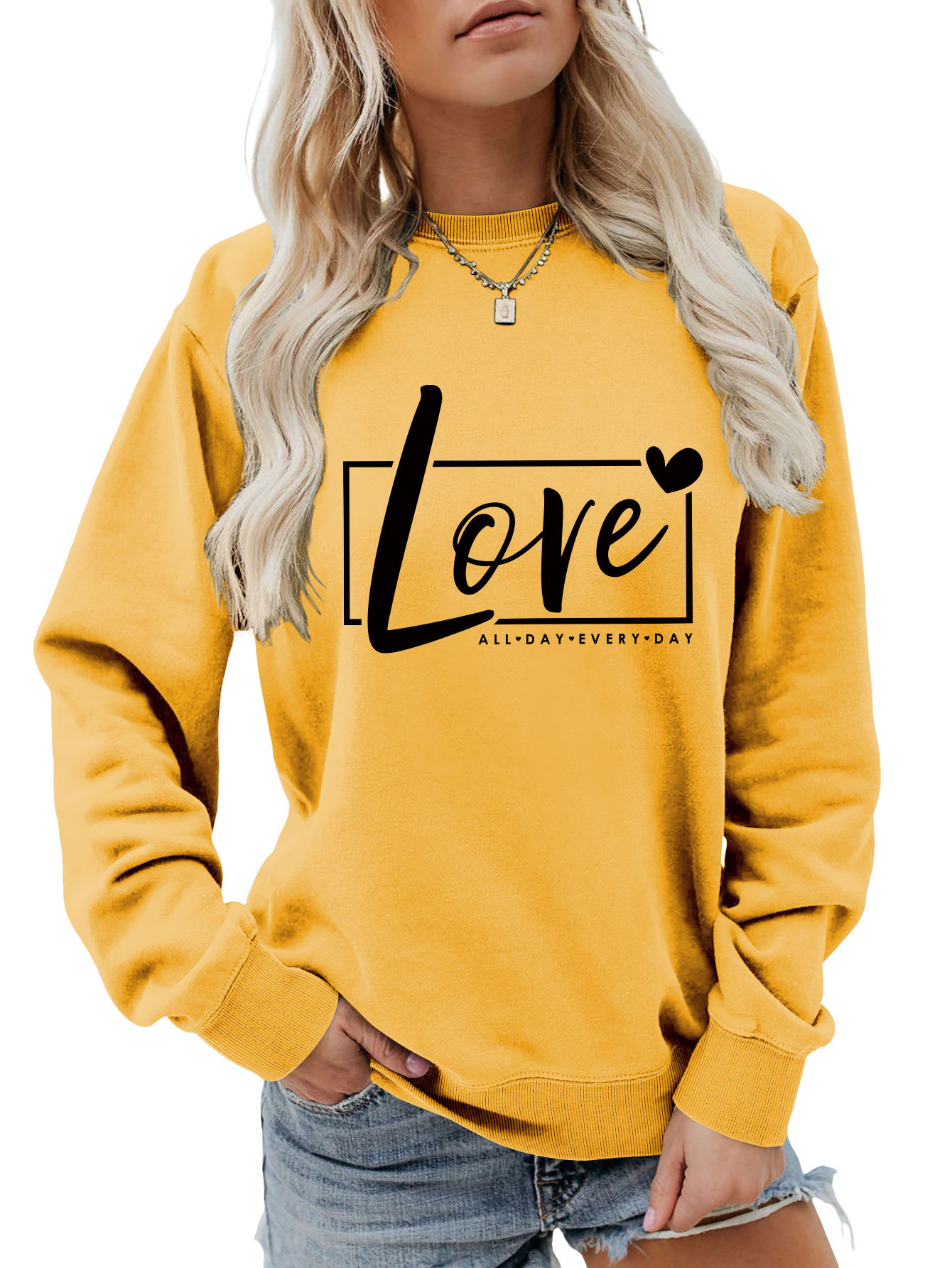 Women's Hoodies Long Sleeve Printing Basic Streetwear Letter Heart Shape display picture 14