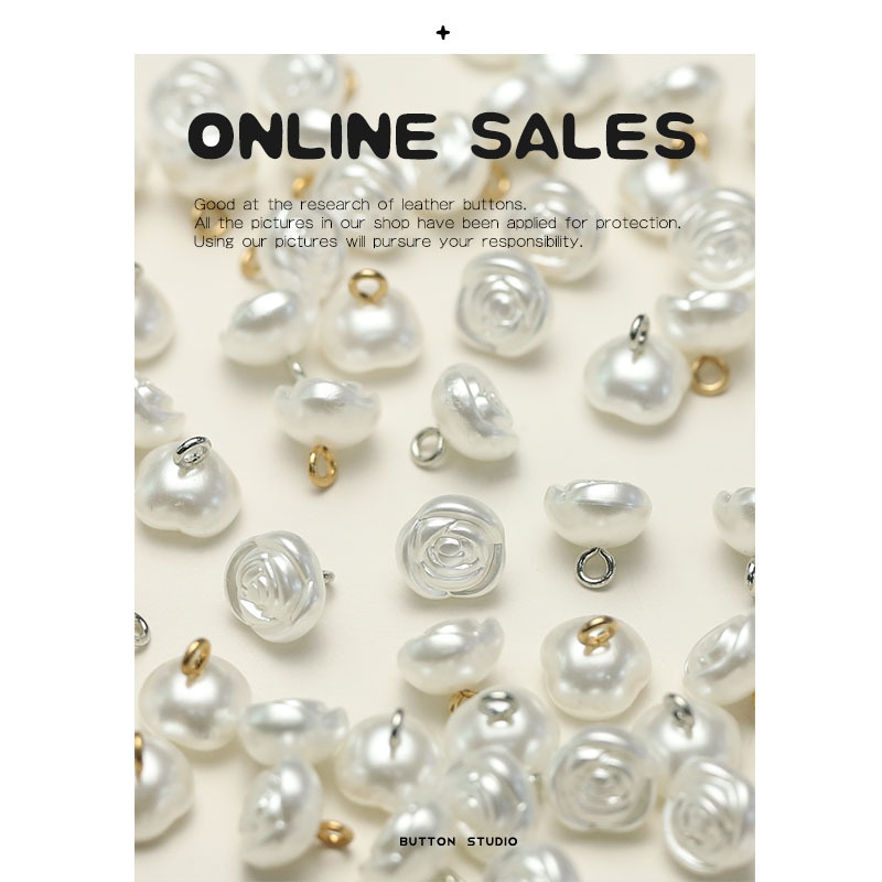 Superior Buckle White Rose Flower Button Metal Base Pearl Button Women's Cheongsam Decorative Shirt Cardigan Buckle Superior Buckle White Rose Flower Button Metal Base Pearl Button Women's Cheongsam Decorative Shirt Cardigan Buckle