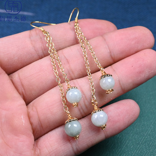 Wholesale fashion jade bead earrings jade A goods 14K gold-plated jewelry earrings jade earrings ETSY earrings live
