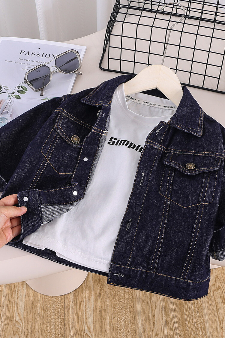 Cappotto da cowboy elegante per bambini, stile casual, primavera e autunno, 2024, colore puro, versatile, da ragazzo_voghion.com