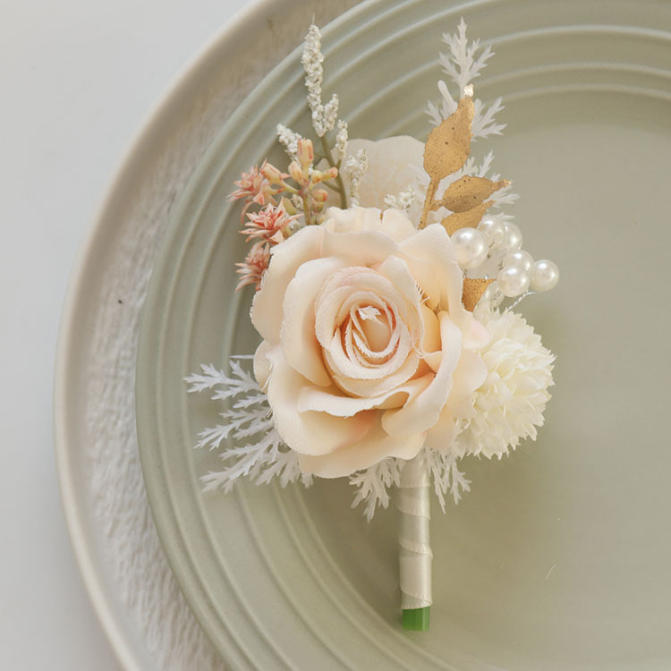 芸雅閣2437結婚祝いの花芸のシミュレーションの花の造花の卸売りの胸の花の手の花の女性の花の花の肩の花のシャンパンのピンクの白|undefined