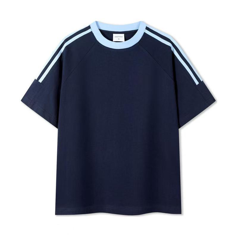 Factory direct GS size three bars loose T-shirt men's summer short sleeve fashion brand heavy T-shirt cotton