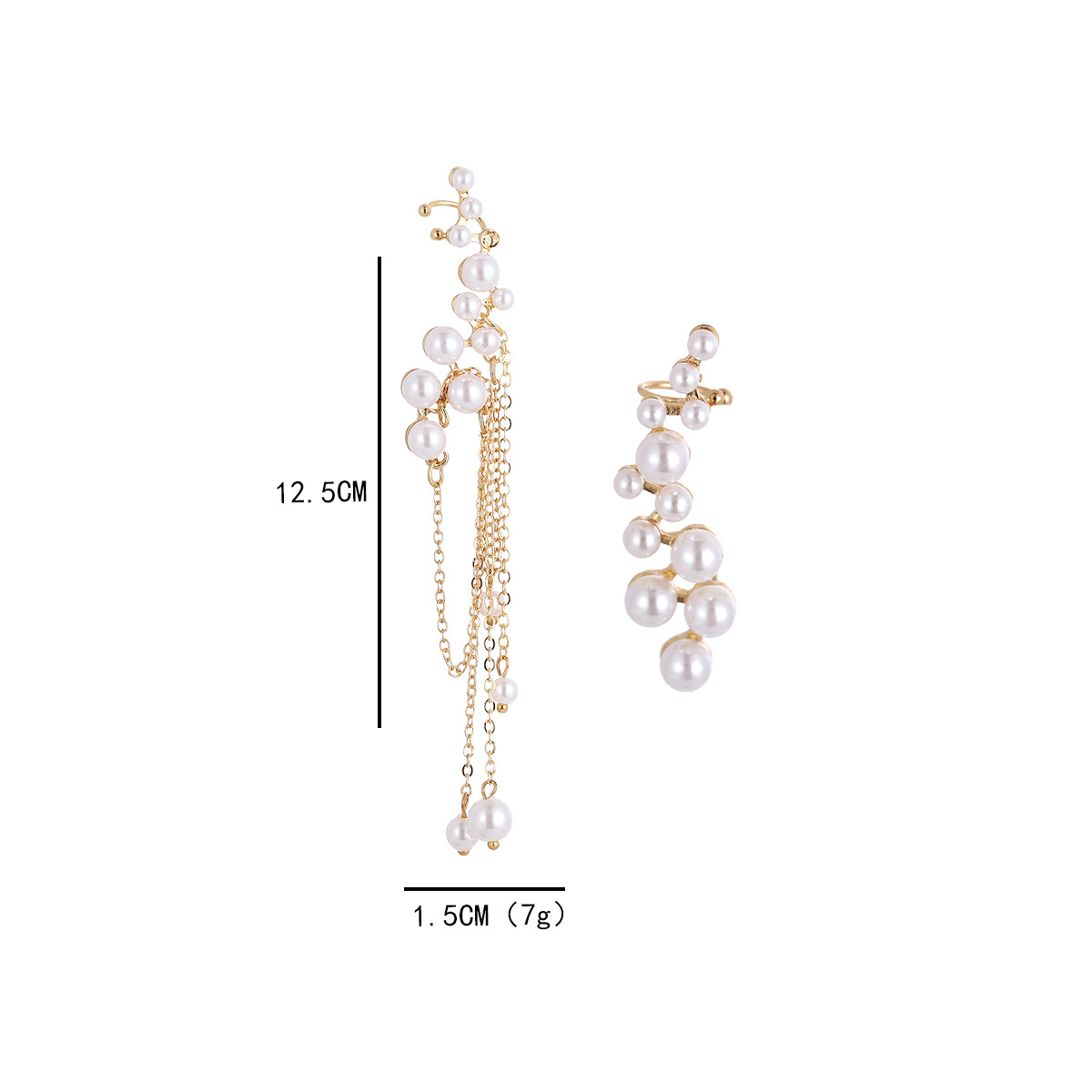 Colgante coreano de perlas de perlas de estilo coreano S925 pendientes de aguja de plata super celestial exagerado asimétrico temperamento de la red pendientes