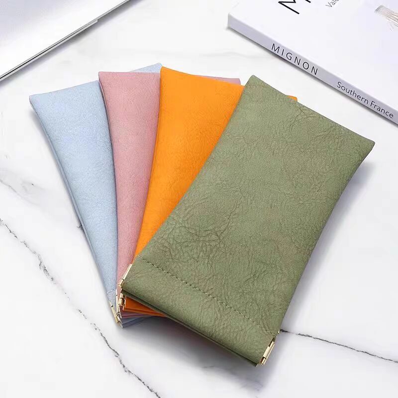 Glasses Bag Sunglasses Sunglasses Men's and Women's Storage Case Shrapnel Automatic Closure Glasses Storage Bag Leather Glasses Bag