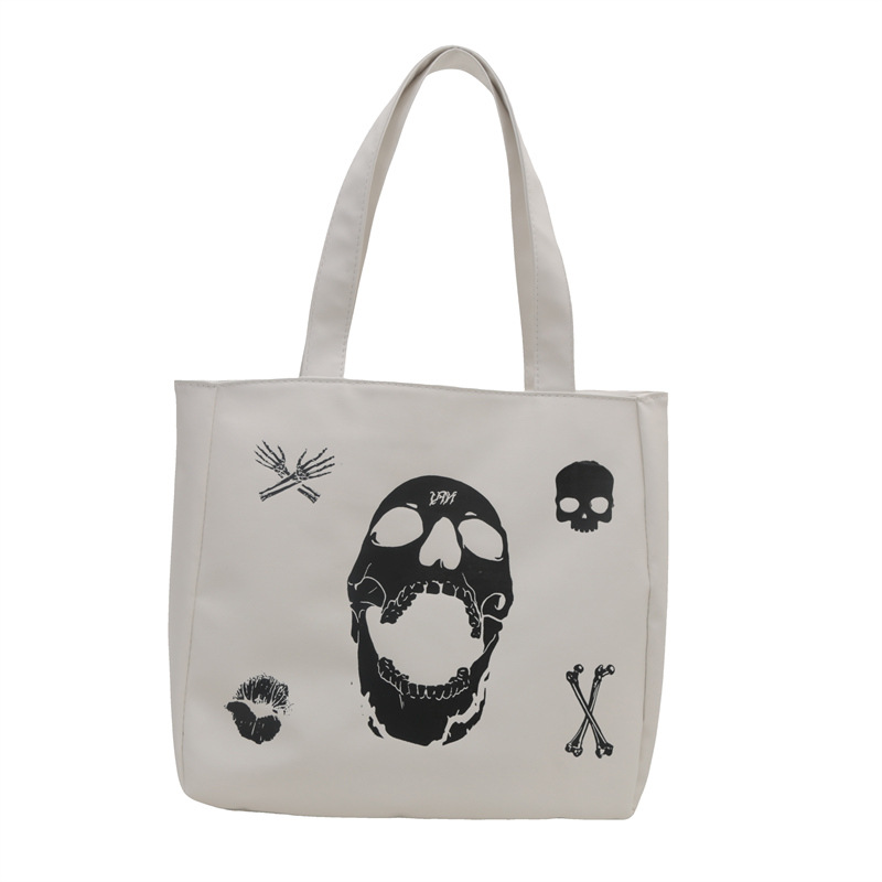 2024 nueva bolsa de estudio de dibujos animados de gran capacidad simple bolsa de compras de la serie de bosques bolsas de hombro blancas