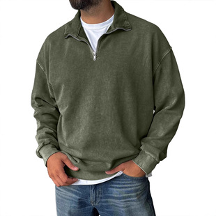 Cross-Border European and American Polo Sweatshirt Men's 3D Printed Men's Buckle Sweatshirt European and American Autumn and Winter Printed Sweatshirt