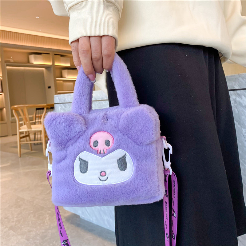 メーカー卸売ベルベットバッグ玩具クロミ斜めショルダーバッグいちご熊ぬいぐるみ日系ハンドバッグサンリオ|undefined