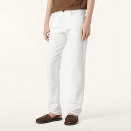 男士老钱风休闲裤quarona白色牛仔裤长裤卡其裤经典五袋裤修身lp
