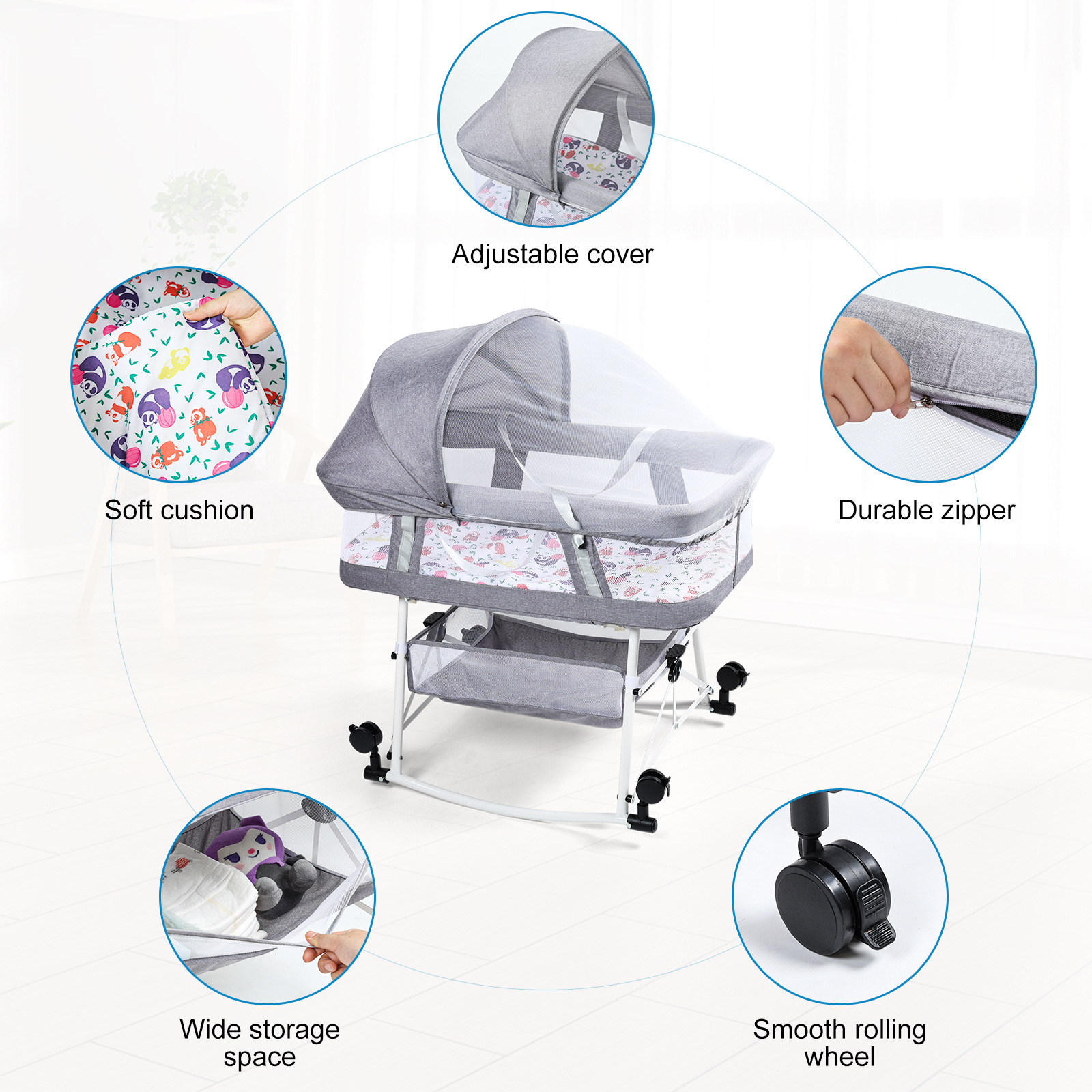 Cama portátil cama media bebé plegable móvil recién nacido cama biónica BB cama anti-presión
