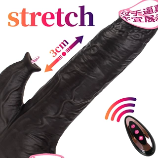外贸舌舔阳具双震伸缩硅胶仿真假阳器女性自慰震动棒成人情趣用品