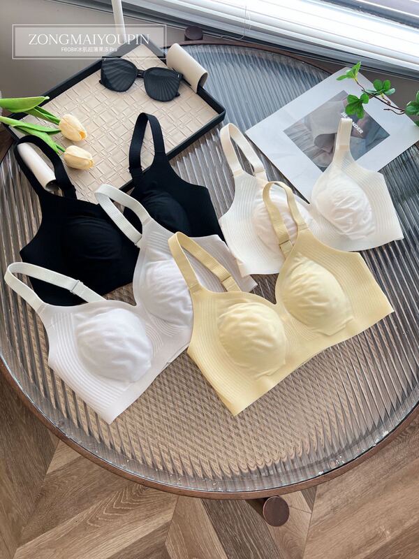 Summer ultra-thin seamless rabbit ears ice skin ultra-thin jelly underwear breathable comfortable big chest small women's bra