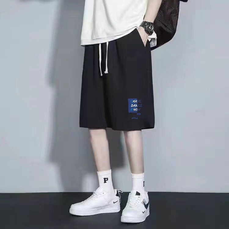 Trendy Brand Ice Silk Student Thin Summer Sports Shorts Men's Loose Five-point Pants Beach Quick-drying All-match Pajama Pants Casual