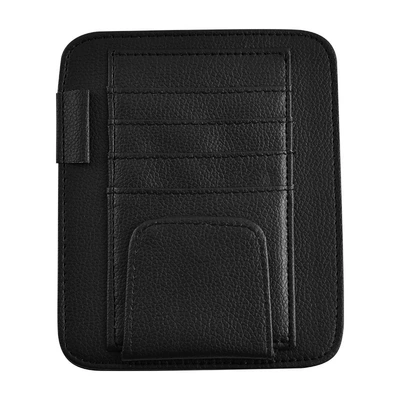 Storage Multifunctional Car Glasses Holder: Car Glasses Clip/Bill Clip - black-lychee-pattern