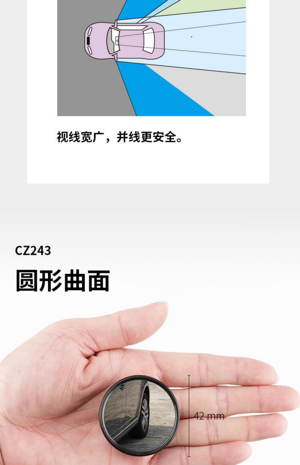 Japan's Kuaimet Blind Spot Auxiliary Mirror Reversing Rearview Mirror Small Round Mirror 360-Degree Blind Spot Mirror Wide-Angle Auxiliary Mirror