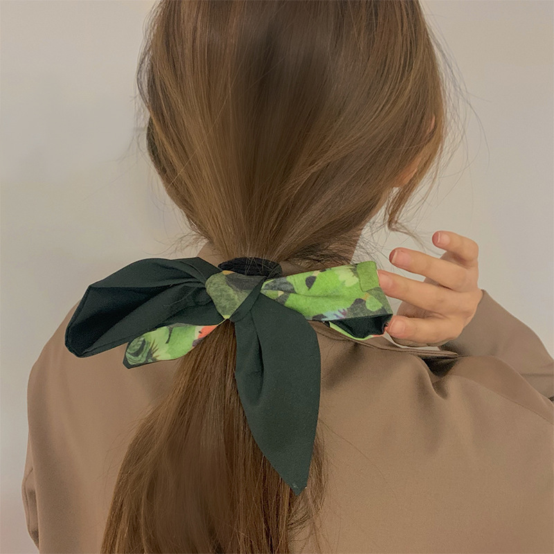 Korean Silk Scarf Ribbon Satin Hair Ring display picture 5