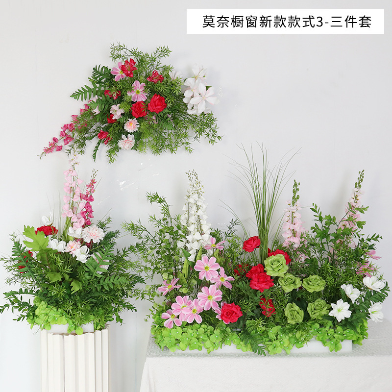 モネの庭の造花アレンジメント、床置き花飾り、完成品、結婚式の装飾、吊り下げ花、結婚式のTステージ、道路の花|undefined