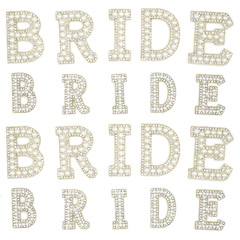 新款BRIDE英文字母燙鑽創意珍珠字母燙鑽燙圖diy服裝箱包裝飾貼
