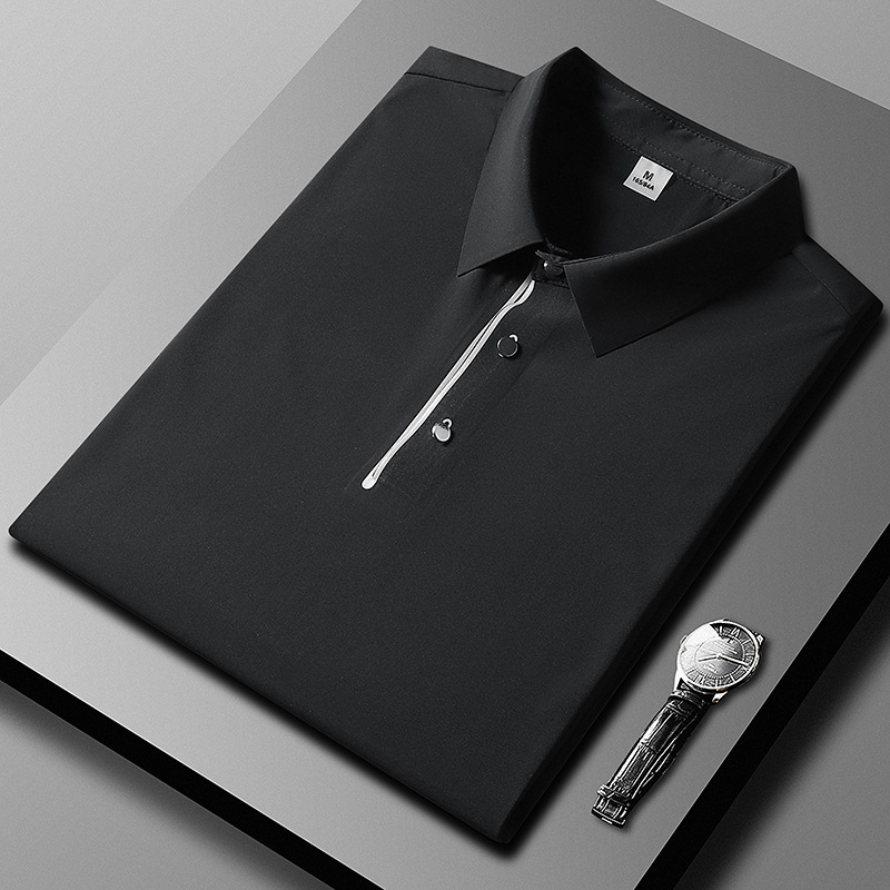 2024 verano delgado camiseta de hielo de manga corta con solapa para hombres secado rápido sin marcas camiseta de polo de media manga grande al por mayor