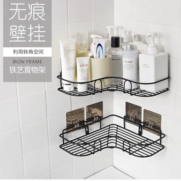 T Iron Bathroom Set the Kitchen Bathroom single -layer can superimposed the storage rack triangle corner corner self -adhesion