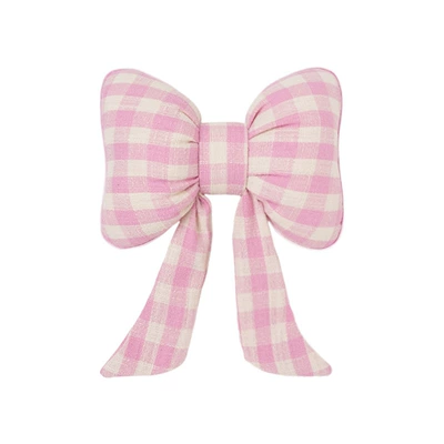 Blue Rain Car Headrest Neck Pillow Cute Car Seat Lumbar Support Cushion Driver Car Decoration Lumbar Support (Headrest) - plaid-bow-ribbon-headrest-pink