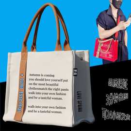 立体帆布袋定制图案印logo企业学生手提斜挎飘带高级感托特包定做