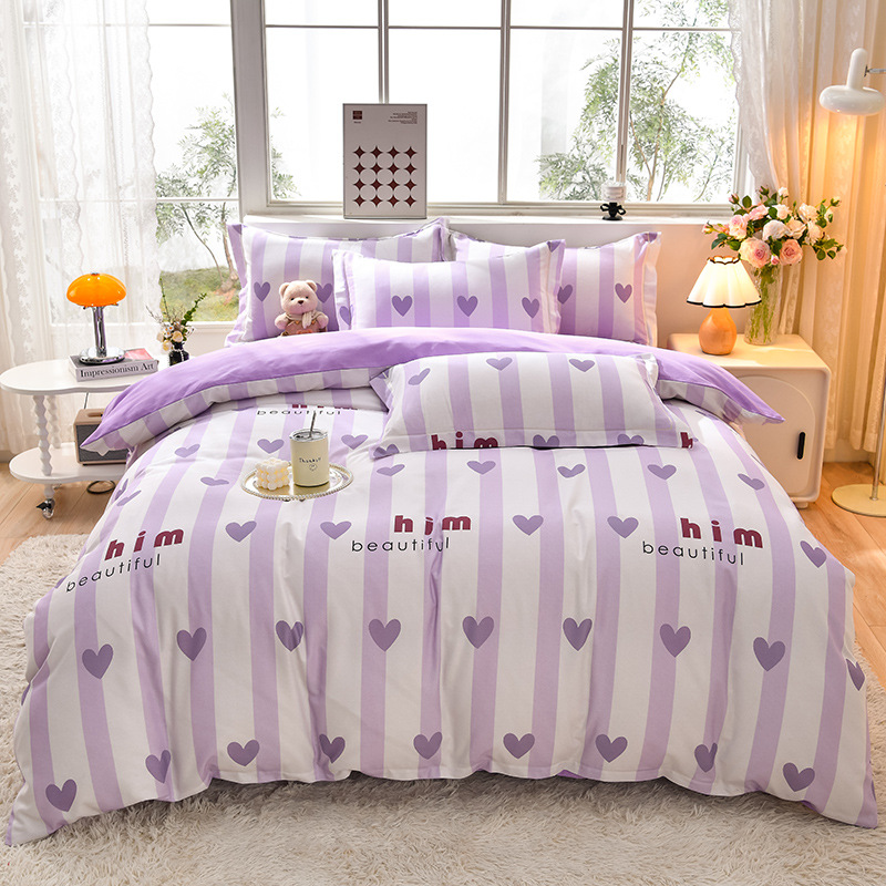 Copripiumino e lenzuolo da letto in puro cotone spazzolato semplice di classe A, set da tre pezzi per regalo di compleanno o per eventi._voghion.com
