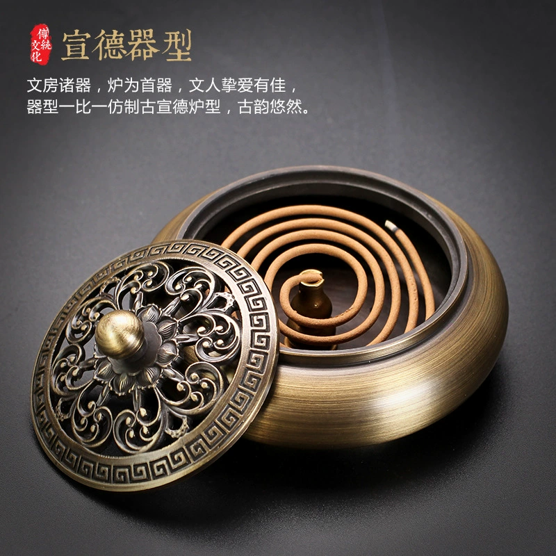 Курильница из чистой меди, бытовая комнатная ароматерапевтическая горелка, большая горелка из сандалового дерева, успокаивающая курильница, курильница из агарового дерева Chuangningchen