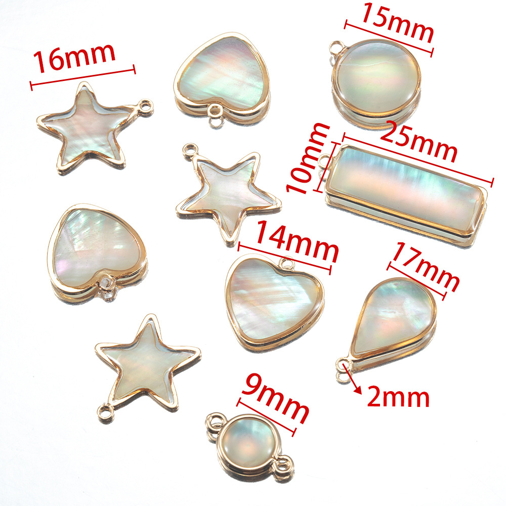 銅合金天然貝殻縁ペンダントアワビ貝円形シングルペンダントdiy手作り耳飾りネックレスアクセサリー