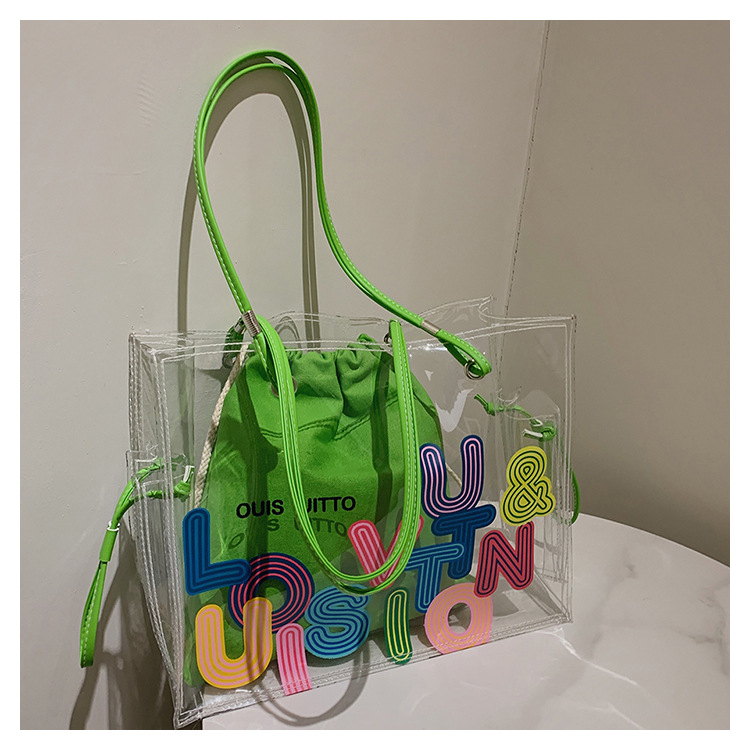 Women's Medium All Seasons Pvc Letter Fashion Transparent Square Tote Bag display picture 2