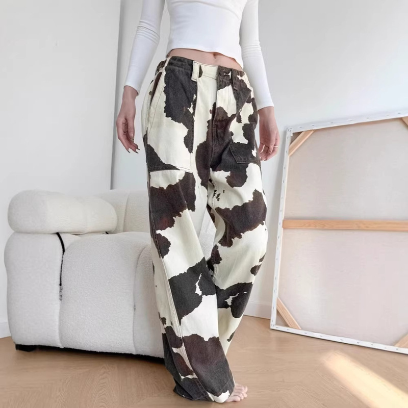 European and American Cross-Border 2026 New Autumn Y2K Milk Pattern Fashion Jeans Unisex Loose Straight-Leg Floor-Length Pants European and American Cross-Border 2026 New Autumn Y2K Milk Pattern Fashion Jeans Unisex Loose Straight-Leg Floor-Length Pants
