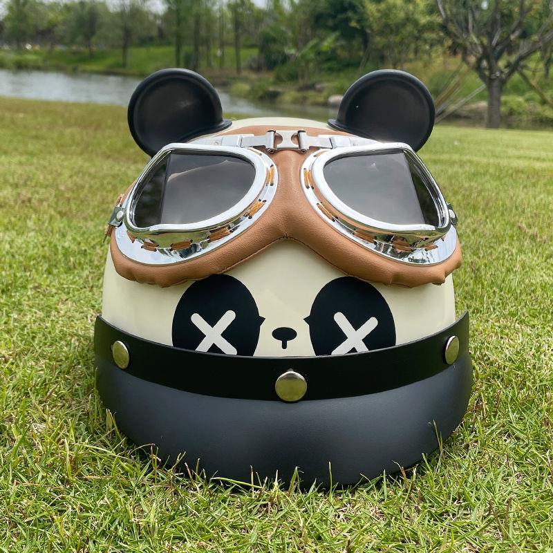 Auto Parts and Accessories | Motuoche Helmet Summer Four Seasons Riding - white-panda-brim-angled-goggles