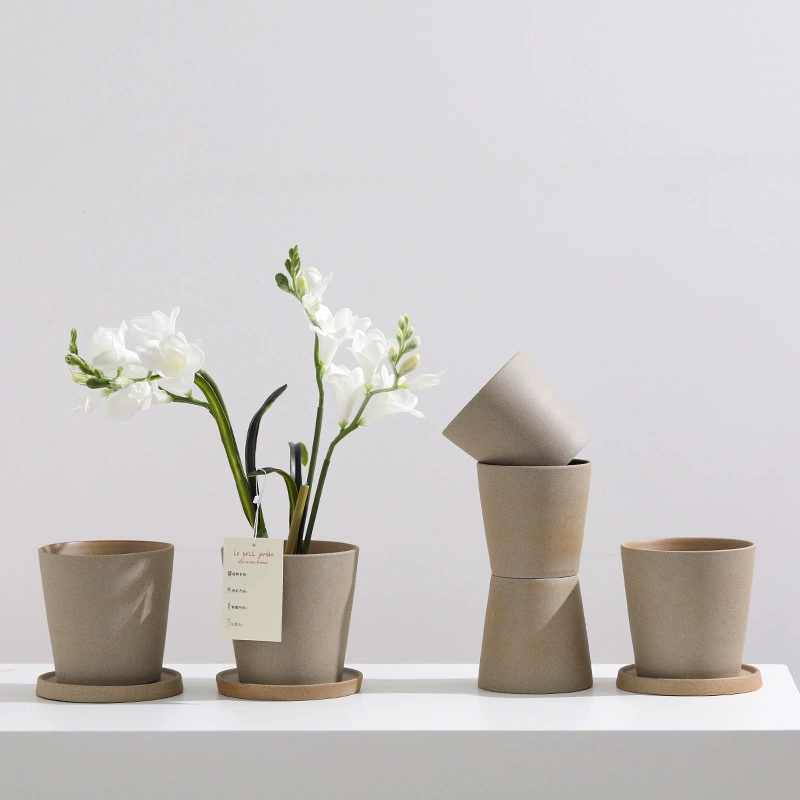 Керамический горшок для суккулентов из каменной керамики, высокотемпературный, дышащий, в стиле ins, с поддоном