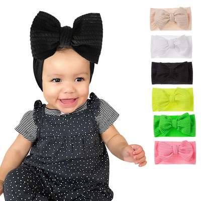 欧美新款纯色加宽蝴蝶结儿童头带 现货婴儿饰品发带男女宝宝发饰