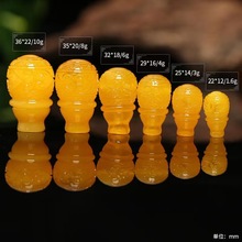 波罗的海直播琥珀原石雕刻回文佛头佛塔鸡油黄蜜蜡一体三通配饰