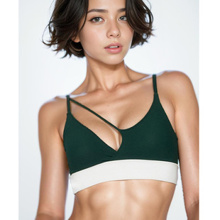 Can Be Worn Outside, Beautiful Back Sports Bra for Women, Asymmetrical Straps, Contrasting Colors, Push-Up Bra, Shockproof Fitness Yoga Top