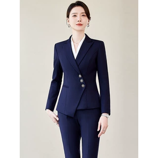 高端长袖职业套装2025女秋冬季气质酒店前台西服套装女珠宝店工装