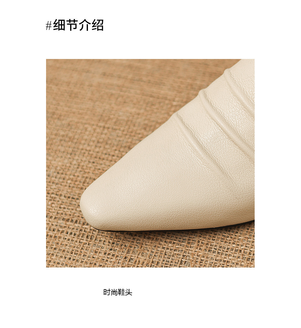 Dép sandal nữ bít mũi quai chữ V đế thấp da bò mùa xuân hè — đen chi tiết 10