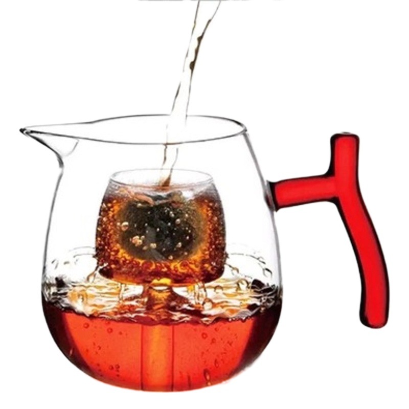 Fábrica al por mayor resistente al calor de alta temperatura de vidrio resistente pequeño verde naranja tetera hirviendo especial tetera Kung Fu taza de té hirviendo