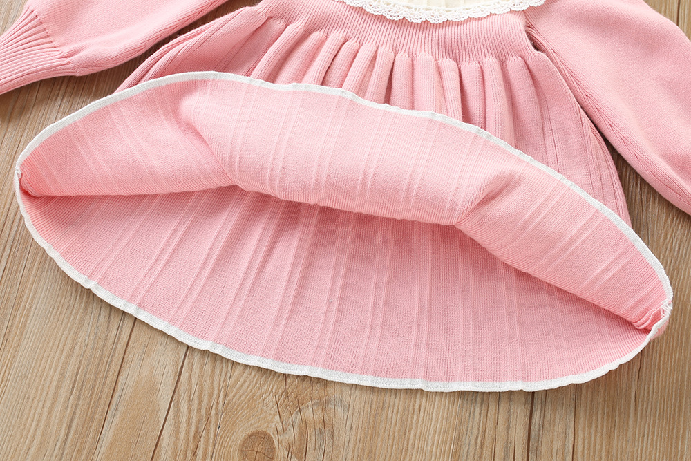Robe pull en maille à capuche avec motifs fleurs pour fille_voghion.com