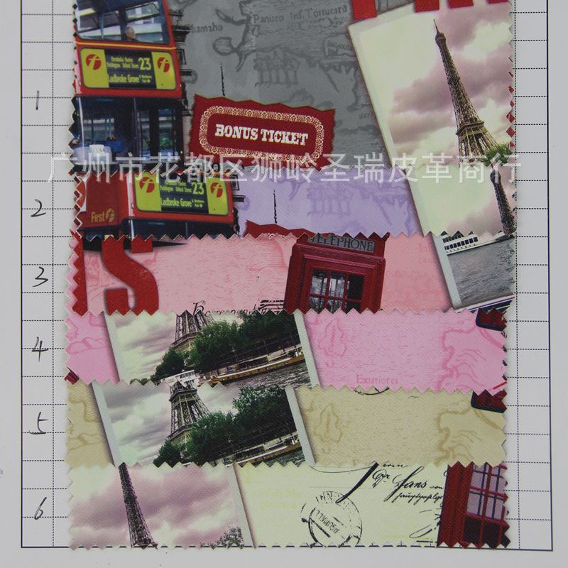 厂家批发PVC邮票纹箱包手袋人造革 手机皮套革邮票纹R-1755